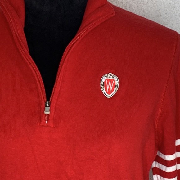 adidas UW Climalite red lightweight knit sweater 1/4 zip cotton blend - Picture 3 of 9